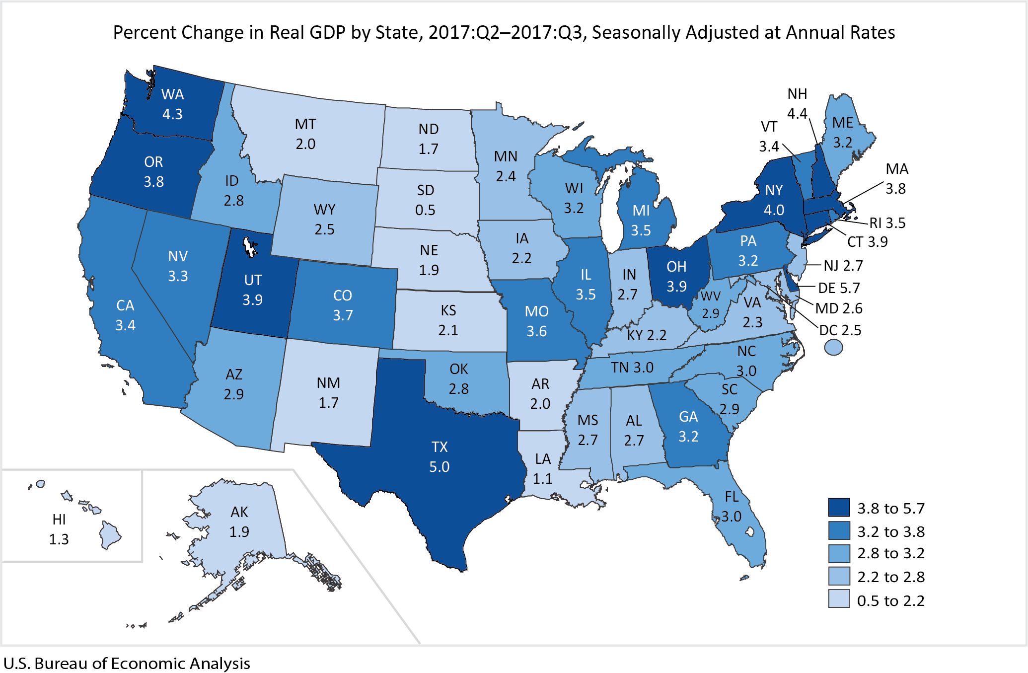 state gdp growth in the third quarter 2017